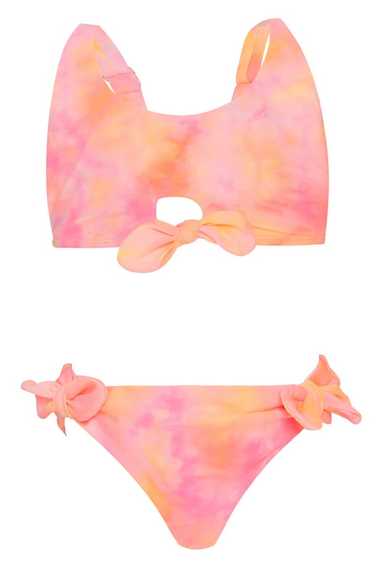 Kids' Annie Bow Two-Piece Swimsuit, Main, color, DEL MAR TIE DYE