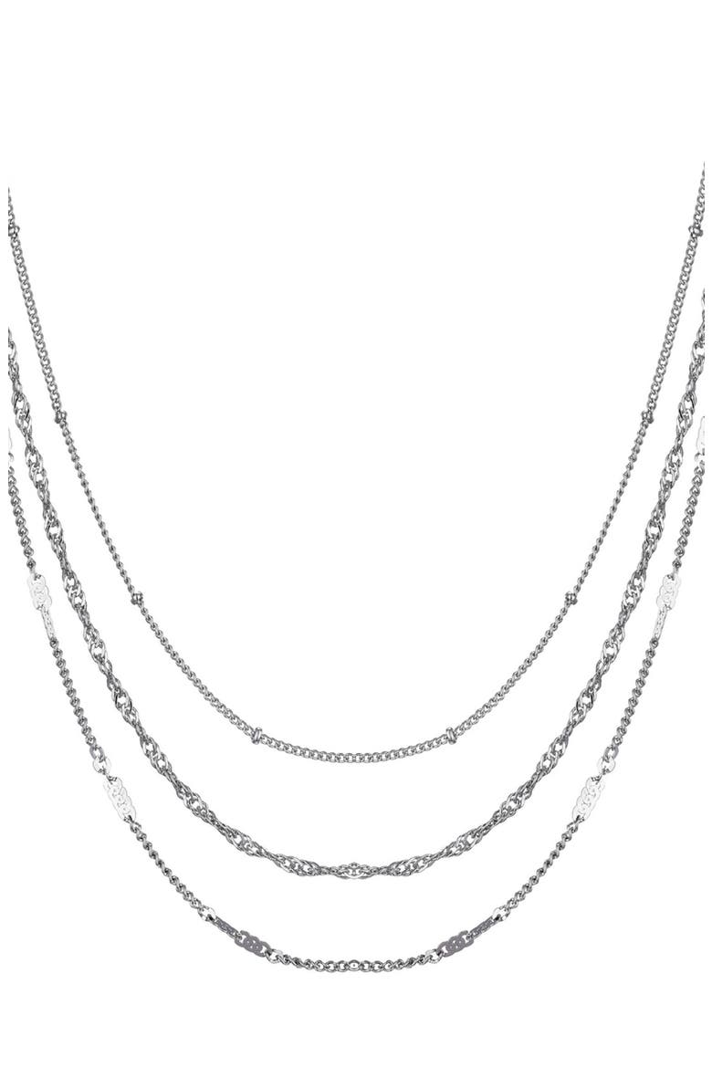 Set of 3 Assorted Chain Necklaces, Main, color, SILVER