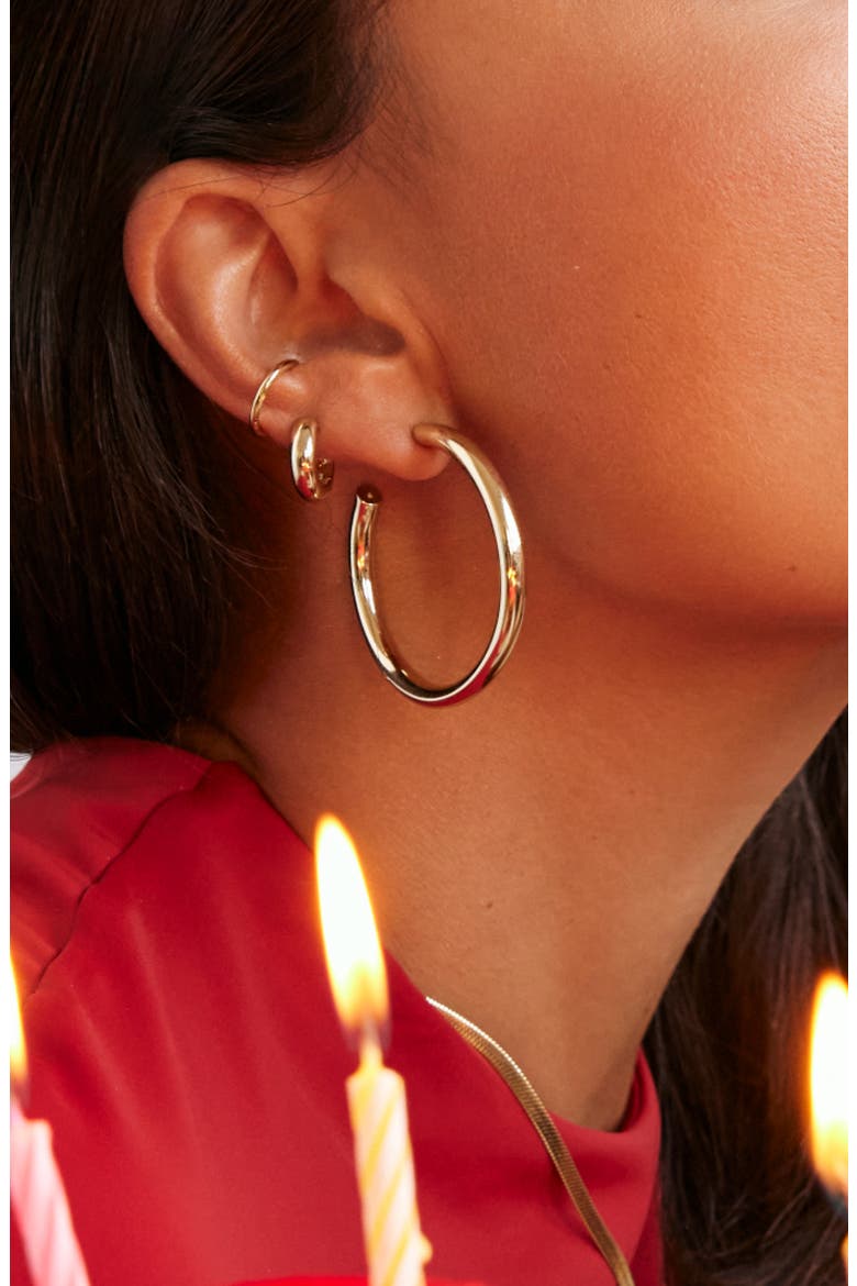 Hoop Earrings - Tia Medium, Alternate, color, Gold