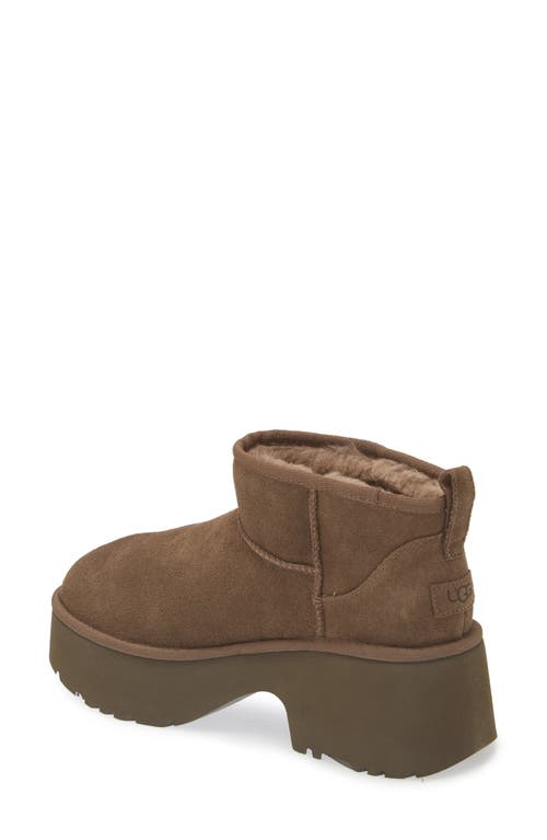 Ugg Classic Ultra Mini New Heights Womens Faux Fur Lined Leather Ankle Boots In Brown