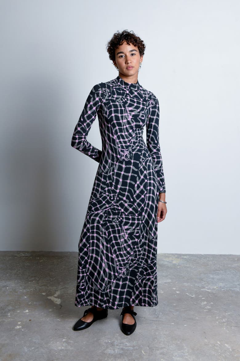 Speculus Turtleneck Jersey Maxi Dress, Alternate, color, Folds