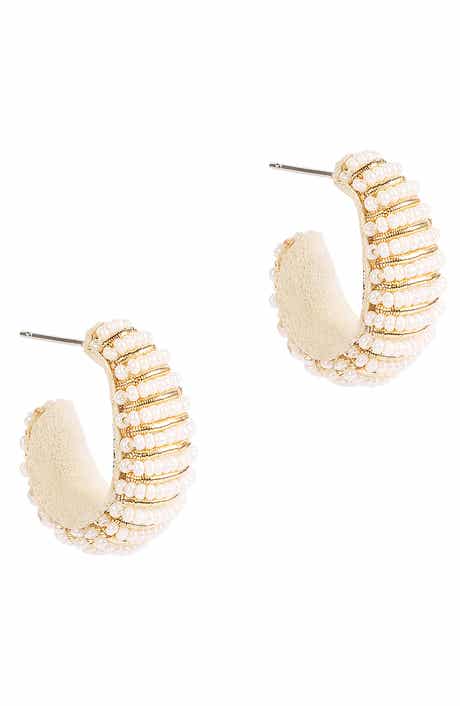 Deepa Gurnani Davon Beaded Hoop Earrings