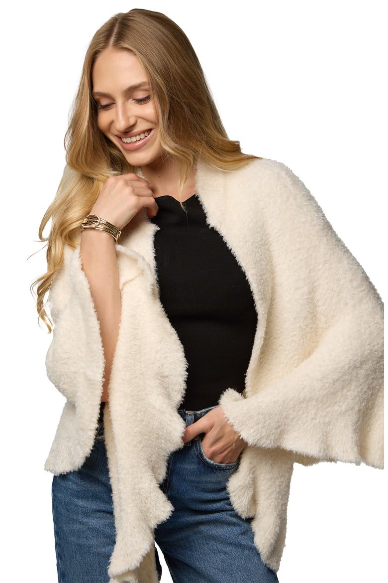 Plush Capelet Pomcho, Alternate, color, IVORY