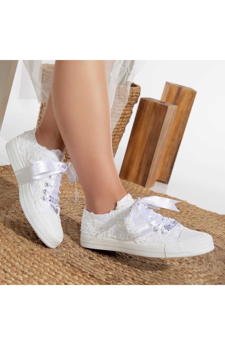 Forever & Always Shoes Belle Lace White Bridal Sneakers, Alternate, color, White