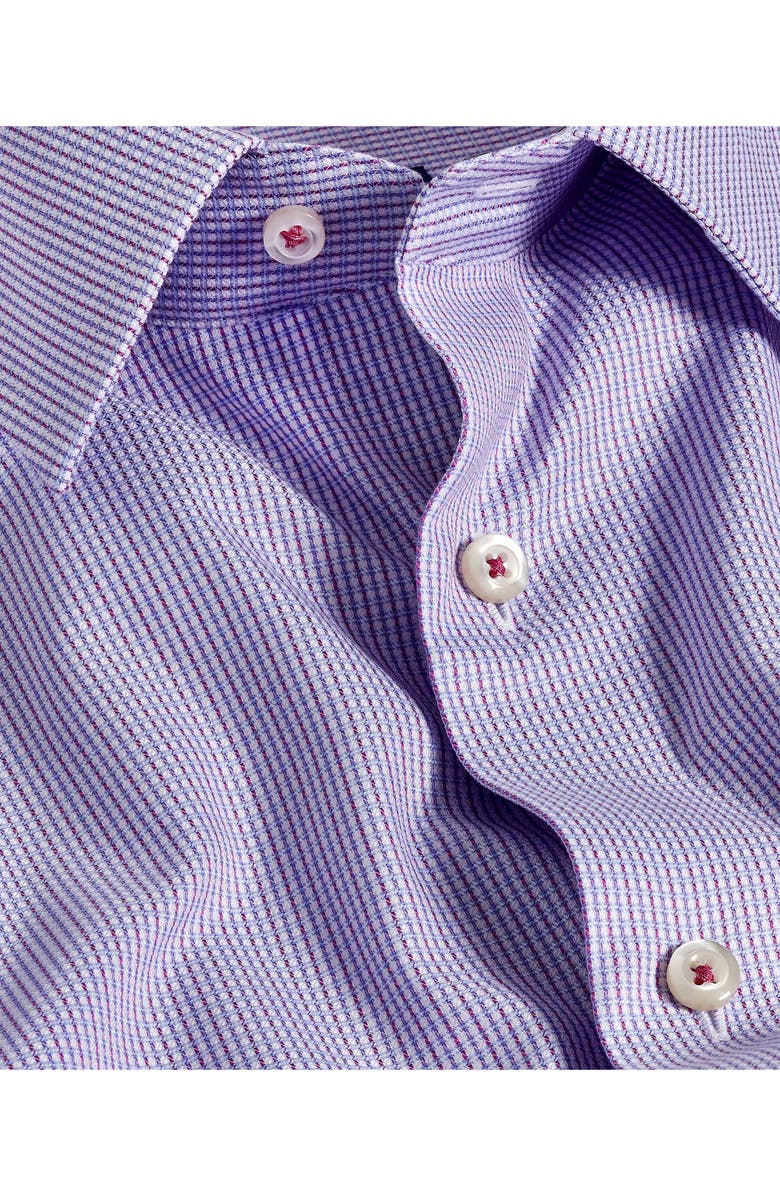 David Donahue Slim Fit Textured Micro Dobby Dress Shirt, Alternate, color, Blue/ Berry