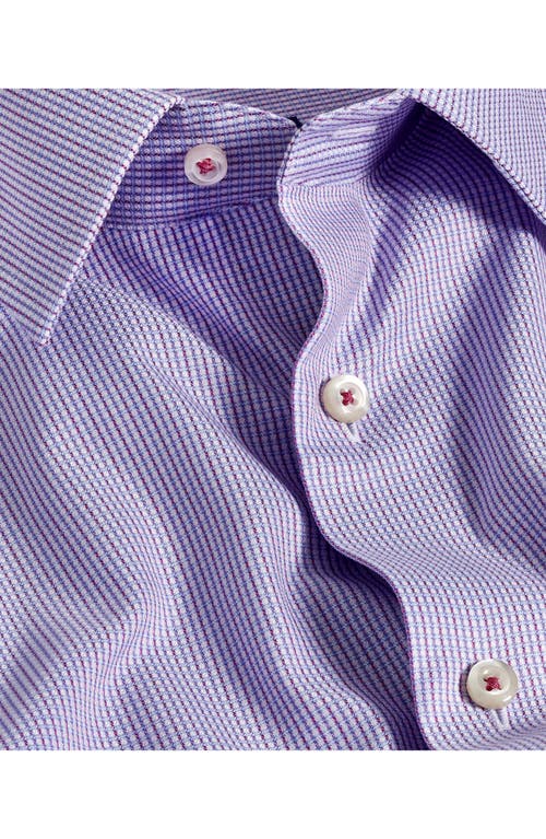 David Donahue Slim Fit Dobby Check Cotton Dress Shirt In Purple