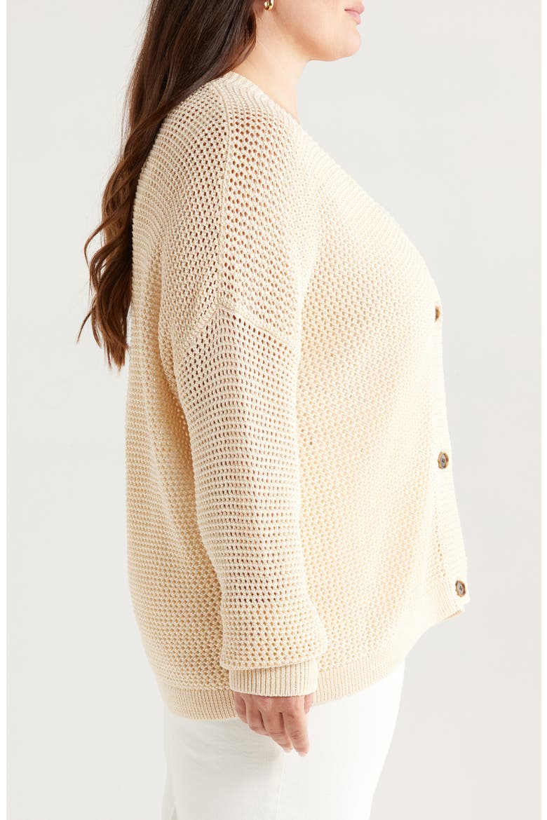 Open Stitch Cotton Cardigan, Alternate, color, BEIGE BURNT
