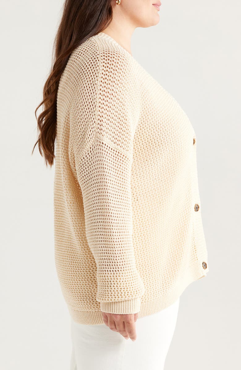 Caslon<sup>®</sup> Open Stitch Cotton Cardigan, Alternate, color, Beige Burnt