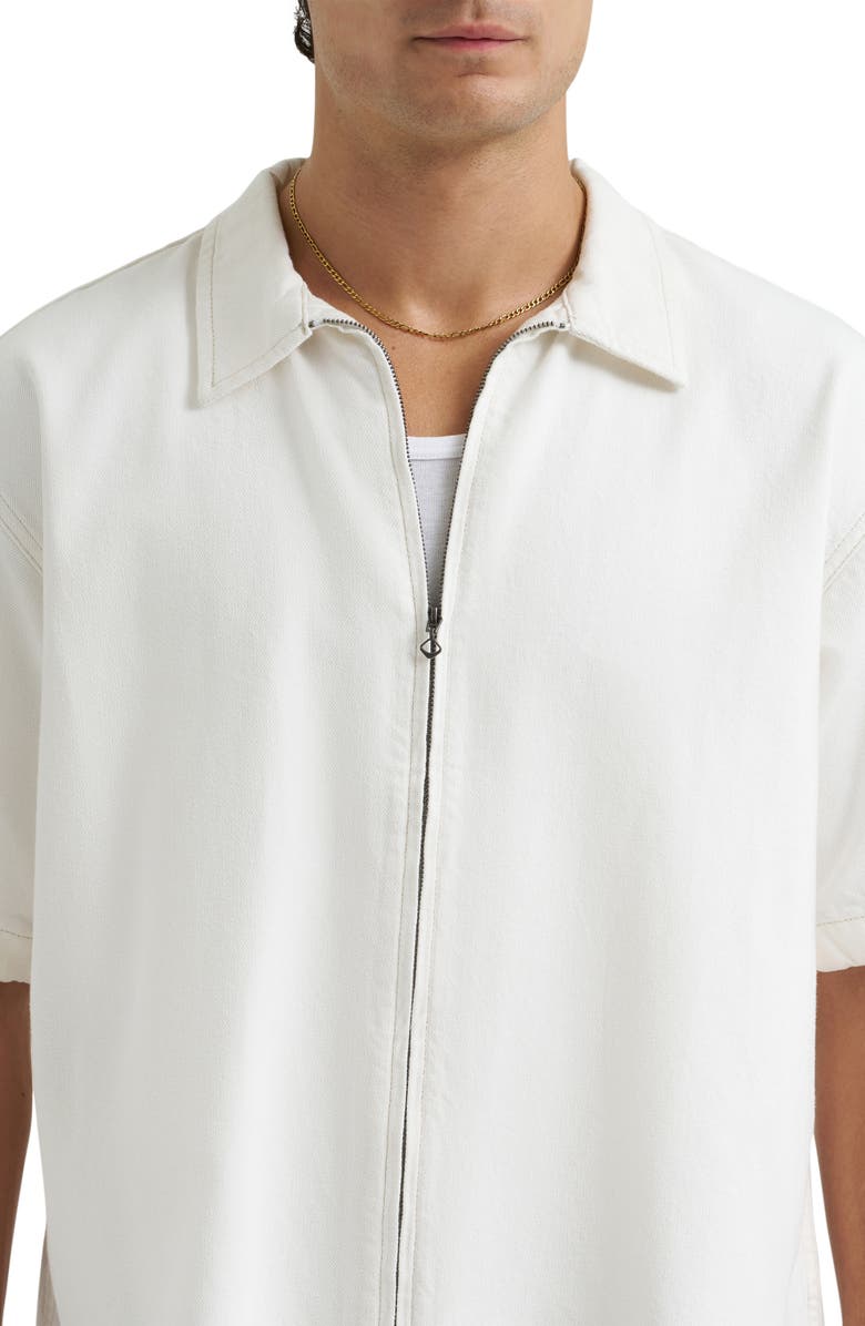 Lee Denim Short Sleeve Zip-Up Shirt, Alternate, color, White