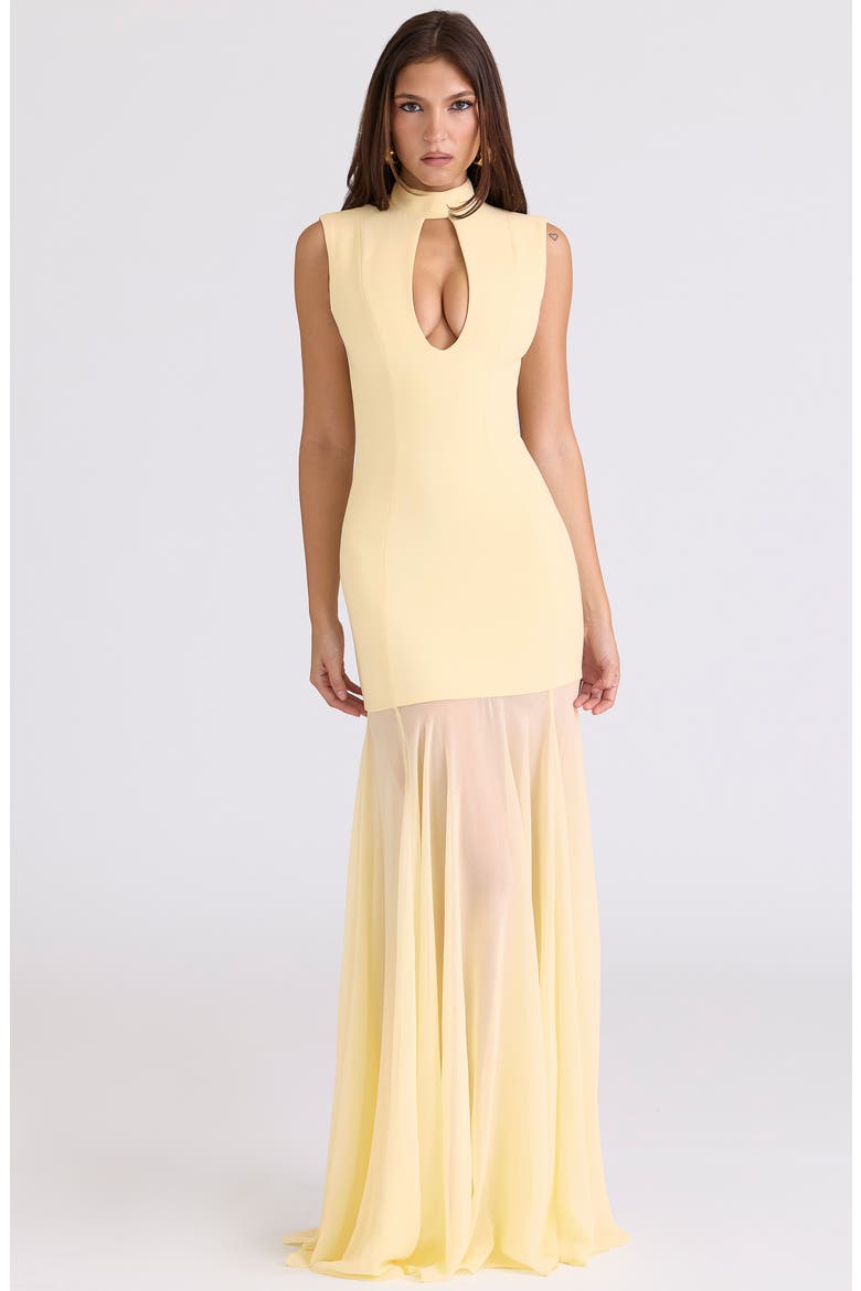 Raphaella Sleeveless Stretch Crepe Gown, Alternate, color, BUTTER