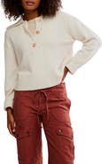 Free People Trading Up Cotton Blend Polo Sweater