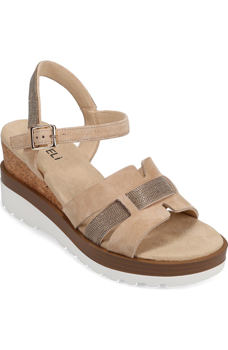 VANELi Caitlin Ankle Strap Wedge Sandal, Main, color, Beige
