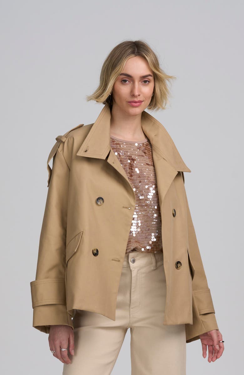 ELLE Collection Cropped Trench, Alternate, color, Light Camel