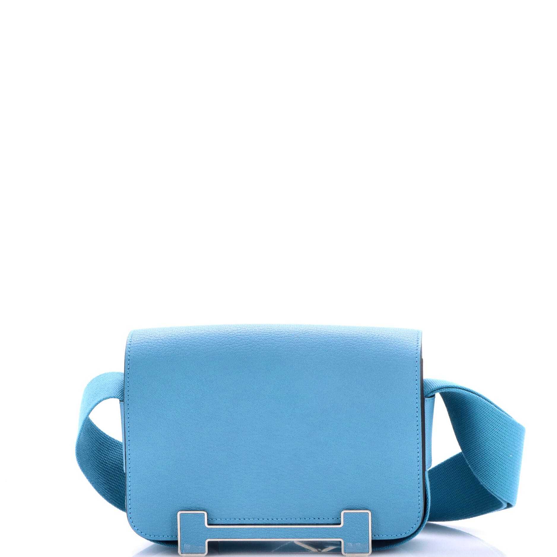 Pre-Owned Hermes Geta Bag Chevre Mysore, Main, color, Bleu Jean