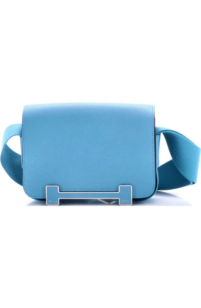 Pre-Owned Hermes Geta Bag Chevre Mysore, Main, color, Bleu Jean