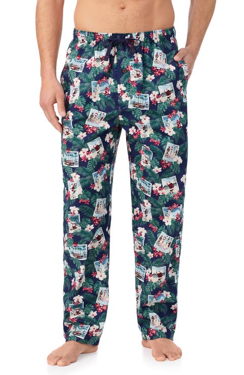 Woven Cotton Drawstring Pajama Pants