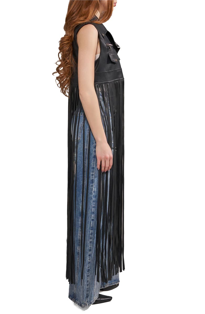 AZALEA WANG Arden Fringe Faux Leather Vest, Alternate, color, 