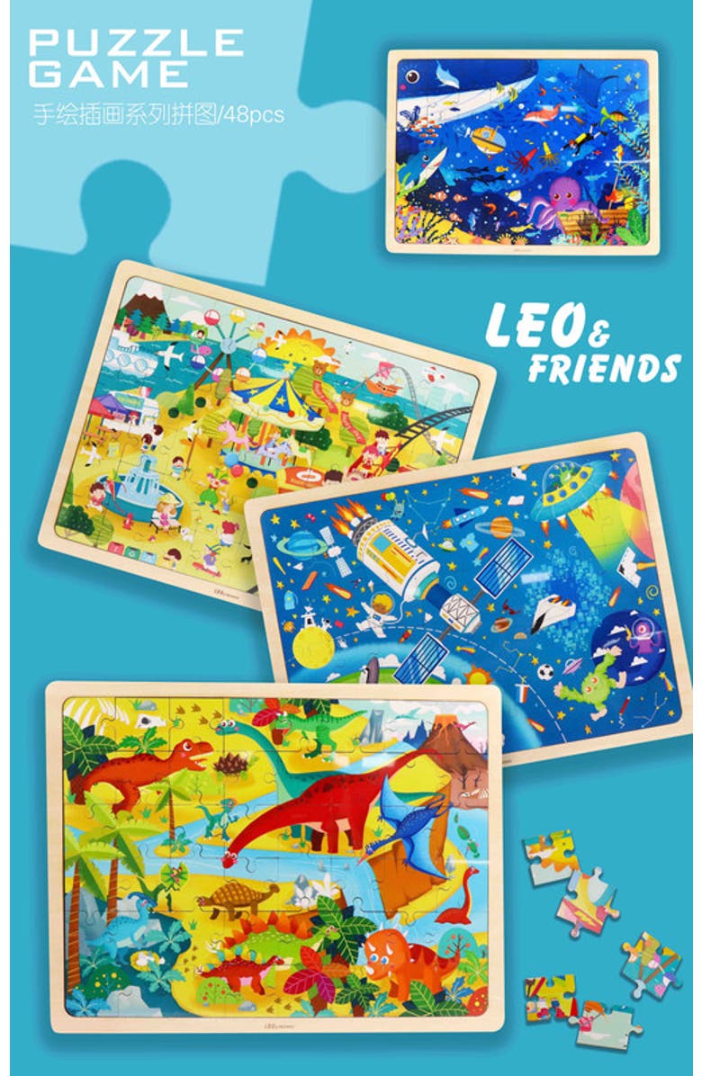 Leo & Friends Space Exploration Kid's Puzzle, 48-Pieces for 3-Years-Old+, Alternate, color, Blue