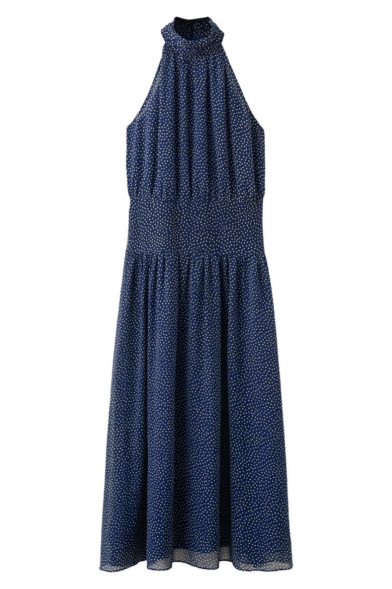 Polka Dot Halter Midi Dress, Alternate, color, BLUE