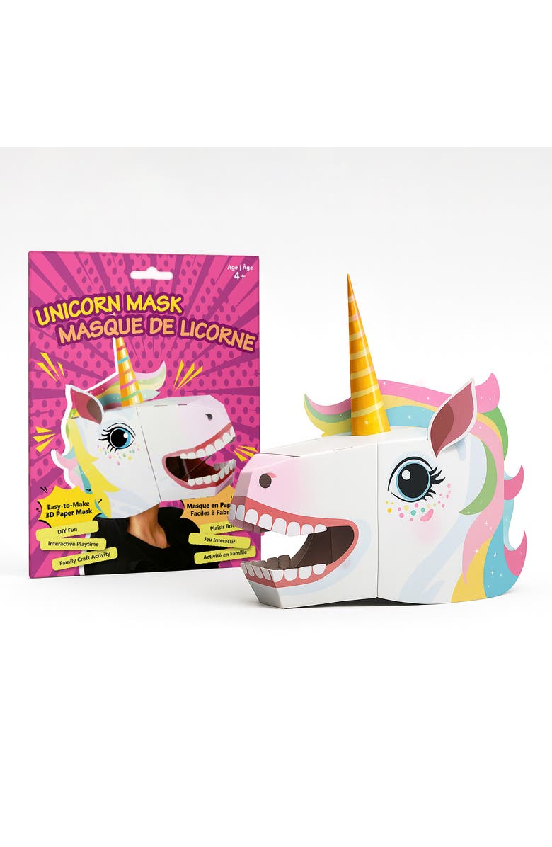 3D Paper Mask 3D Paper Unicorn Mask Craft for Kids (2 Pack), Fun & Easy Activity for Creative Play, Main, color, White