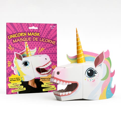 3D Paper Unicorn Mask Craft for Kids (2 Pack), Fun & Easy Activity for Creative Play