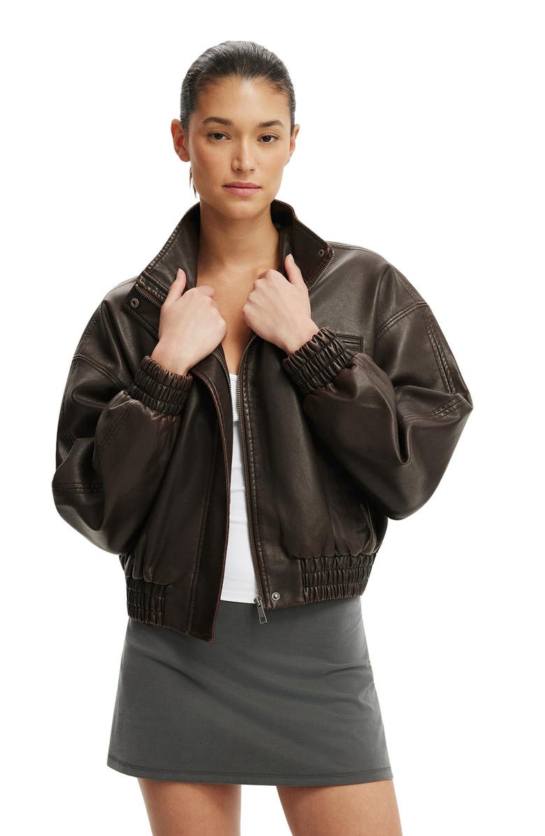 Cotton On Women's Easton Funnel Neck Bomber, Main, color, Cherry Choc