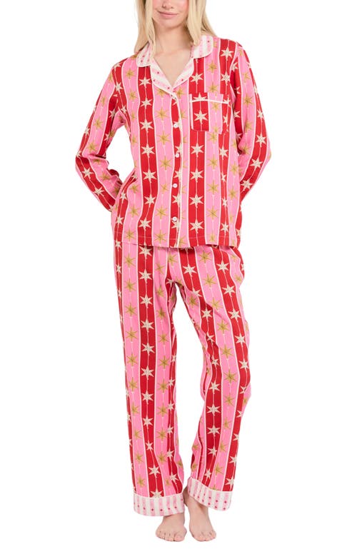 Katie Kime Tree Topper Long Sleeve Pajama Pants Set In Red