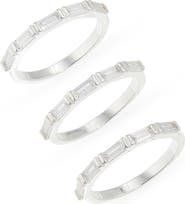 NORDSTROM RACK Set of 3 Baguette Cubic Zirconia Stackable Band Rings