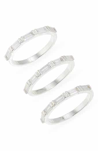NORDSTROM RACK Set of 3 Baguette Cubic Zirconia Stackable Band Rings