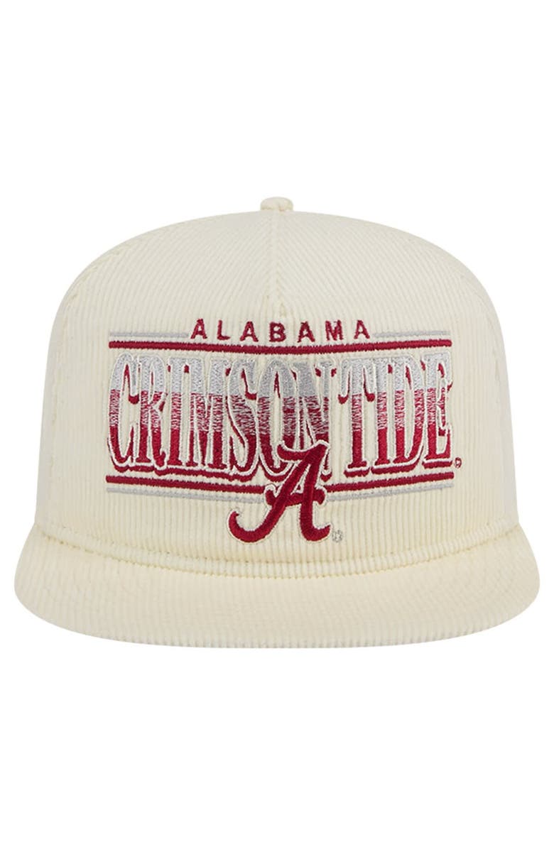 New Era Men's New Era Cream Alabama Crimson Tide Throwback Golfer Corduroy Snapback Hat, Alternate, color,