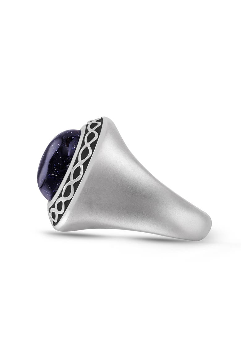 Blue Sand Stone Sterling Silver Men Signet Ring, Alternate, color, Silver
