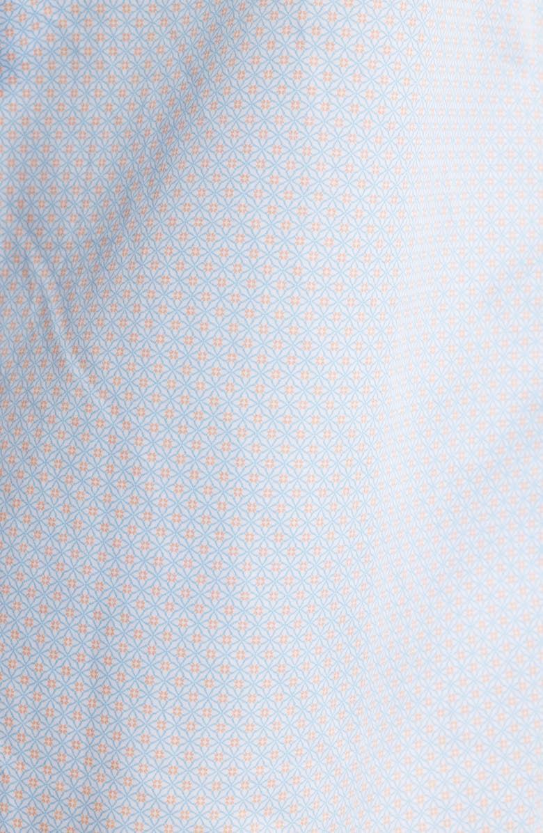 Peter Millar Hudson Microprint Short Sleeve Cotton Button-Up Shirt, Alternate, color, Seaport Blue