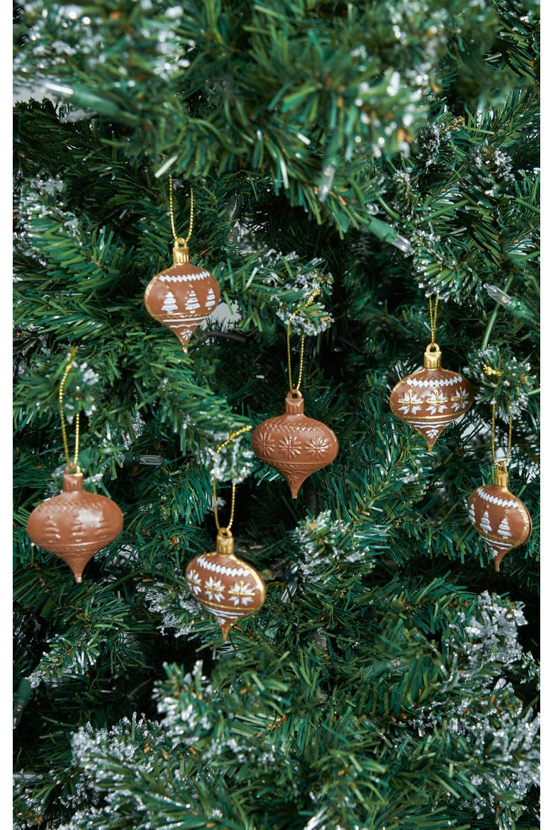 Brown Ornaments Set of 6, Alternate, color, Brown