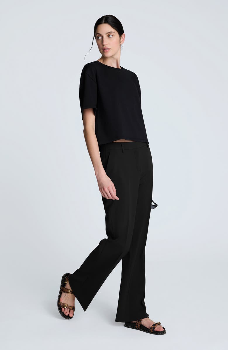 Kenneth Cole Luxe Twill Flare Pants, Alternate, color, Black