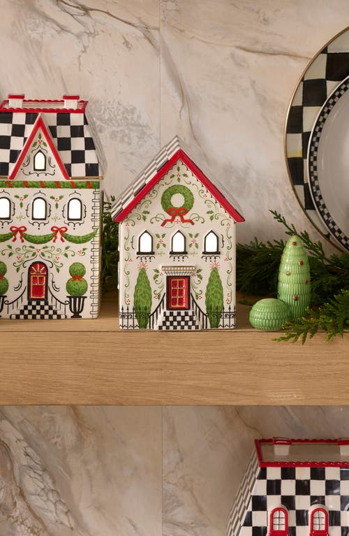 Mackenzie-childs Mackenzie Childs Holly Village Illuminated Cermaic Gingerbread House & Tree In Multi