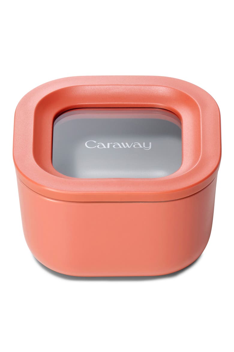 Mini Square Glass Food Storage Container, Main, color, PERRACOTTA