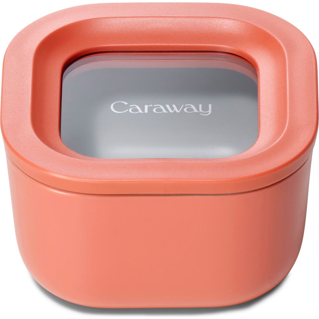 Caraway Mini Square Glass Food Storage Container In Pink