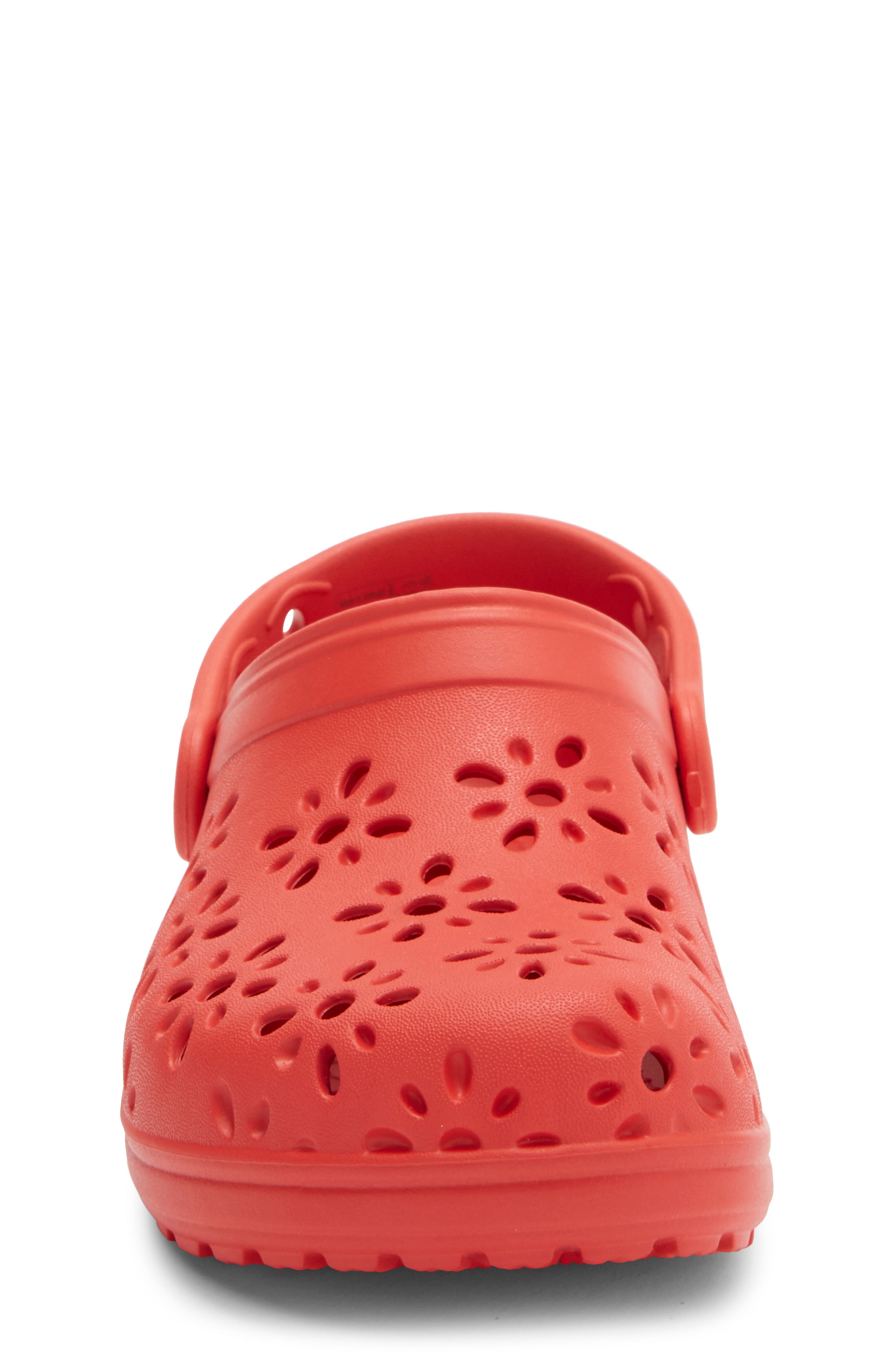 CROCS Kids' Classic Floral Cutout Clog, Alternate, color, Cherry Red