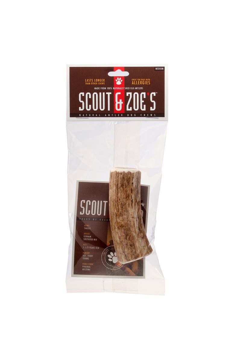Scout & Zoe's Elk Antler, Medium, Dog Chew, 15 to 30lb Breeds, Heavy Chewers, Main, color, Multicolored