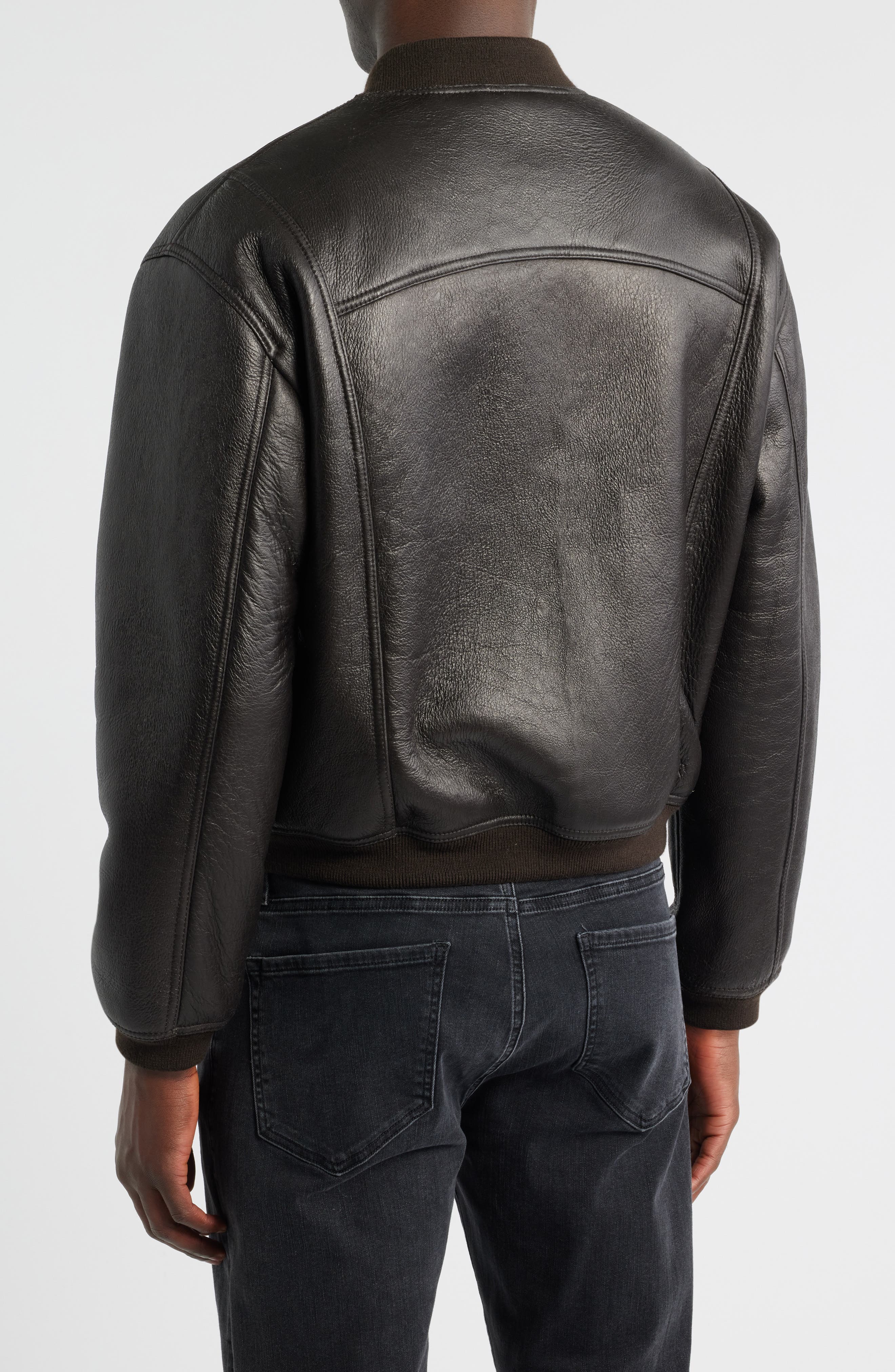 Genuine Shearling Lined Bomber Jacket - image 2