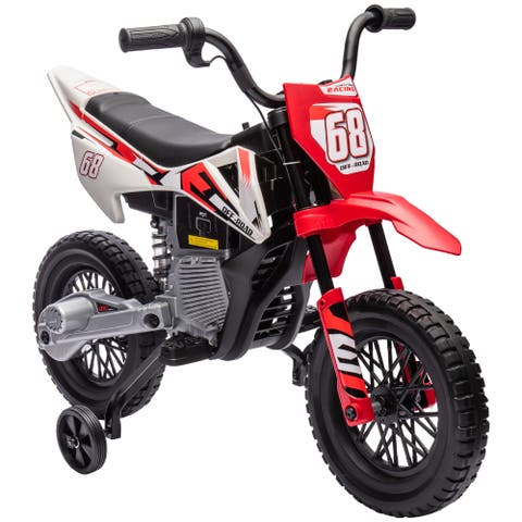 Kids Electric Motorcycle, 12V, Twist Throttle, Training Wheels, Rear Suspension, Music
