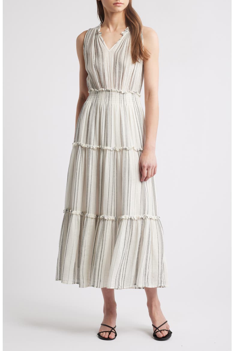 Loulou Stripe Sleeveless Linen Blend Maxi Dress, Main, color, BASQUE STRIPE