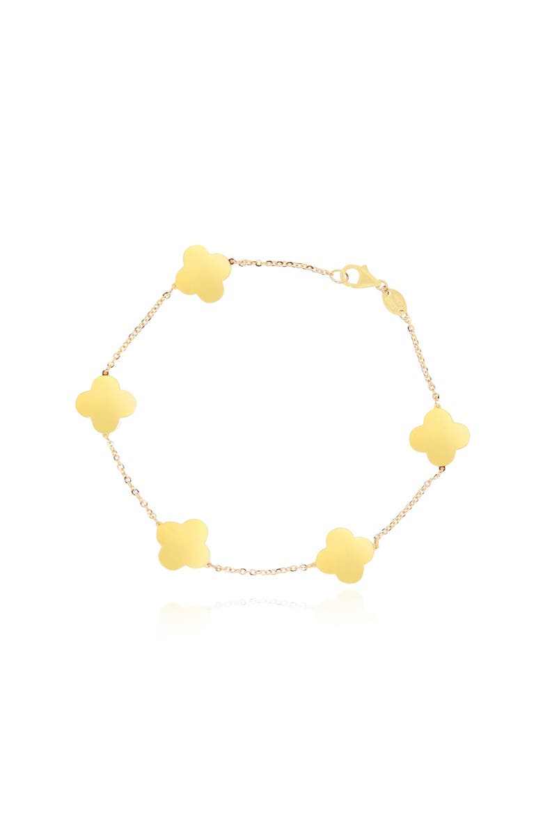 The Lovery Fine Jewelry Small Gold Clover Bracelet, Main, color, Gold