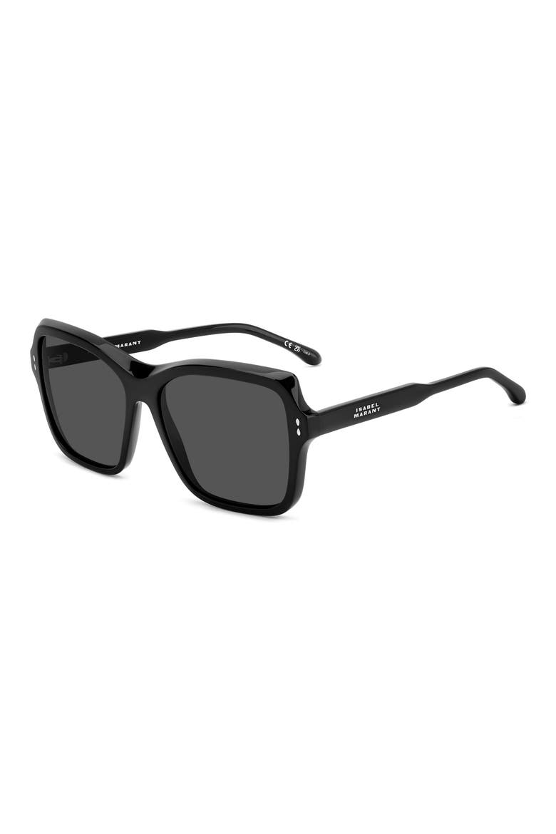 58mm Rectangular Sunglasses, Alternate, color, BLACK