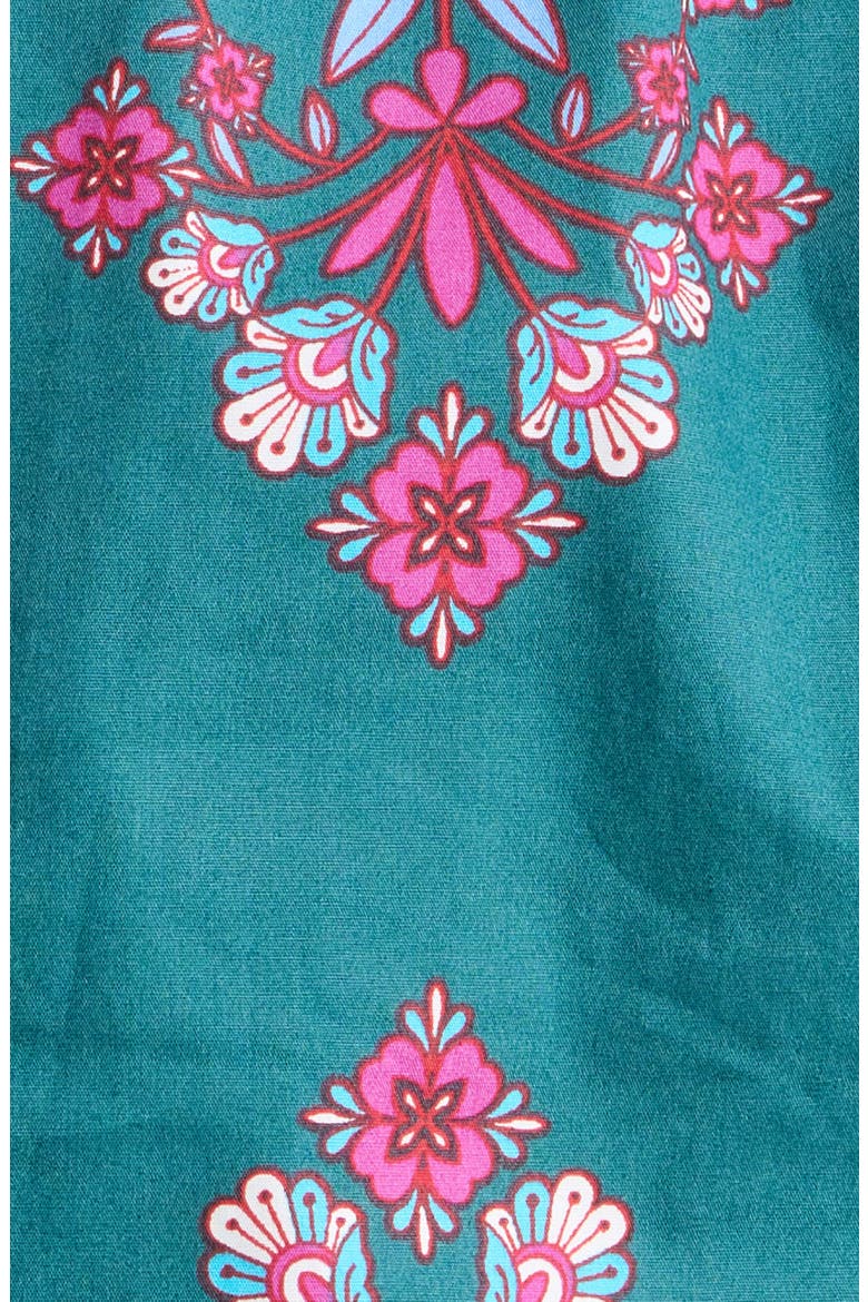 Isme Floral Smocked Cotton Fit & Flare Midi Dress, Alternate, color, TEAL-PINK