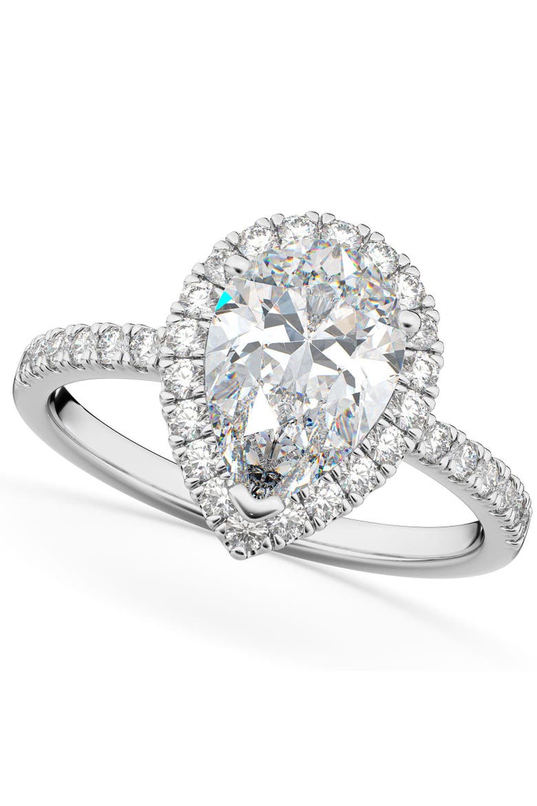 Pear Cut Halo Diamond Engagement Ring 14K, Main, color, 2.51ct/White Gold