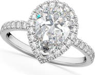 ALLUREZ Pear Cut Halo Diamond Engagement Ring 14K