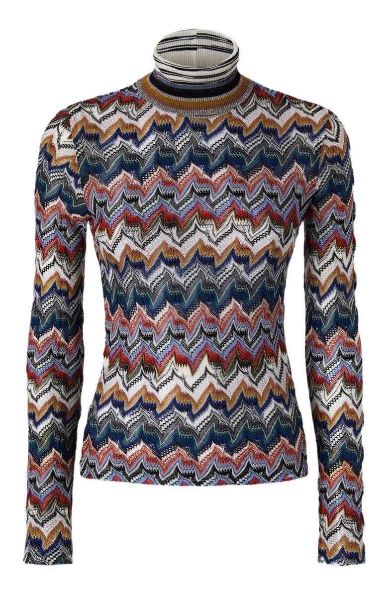 Missoni Slim Fit High-neck Sweater In Embroidered Lace, Alternate, color, Multicoloured