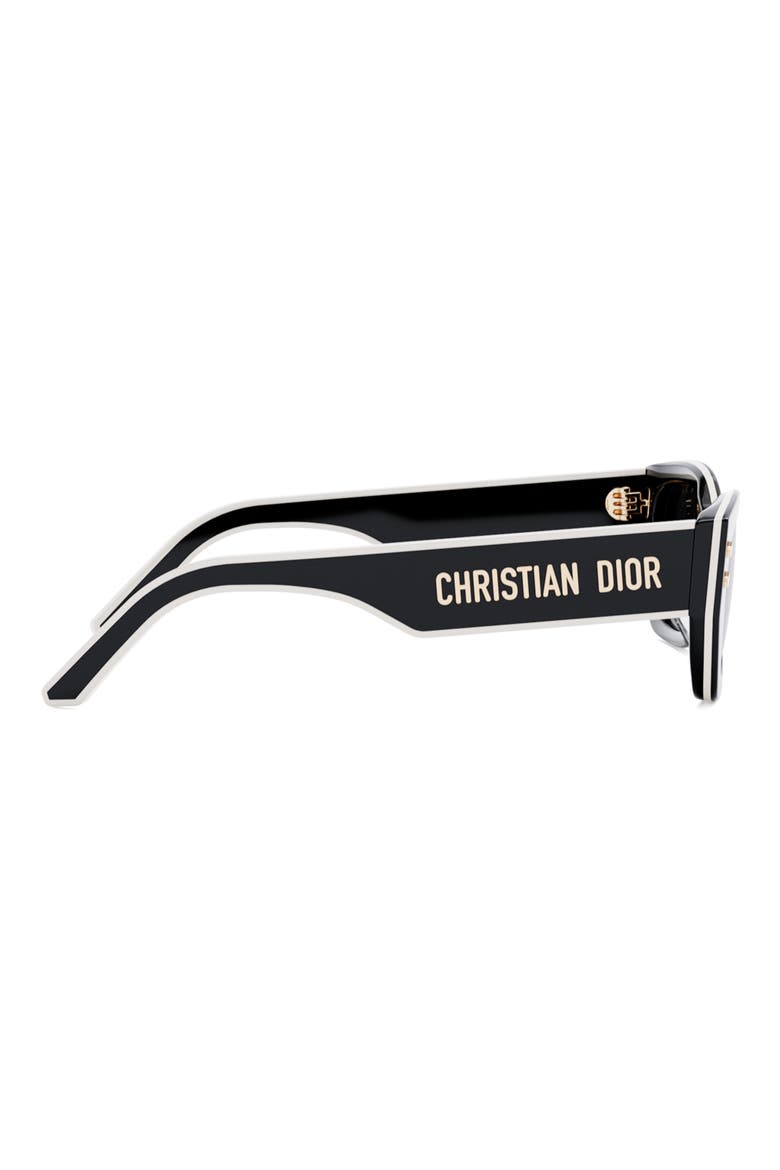 'DiorPacific S2U 53mm Rectangular Sunglasses, Alternate, color, SHINY BLACK / SMOKE
