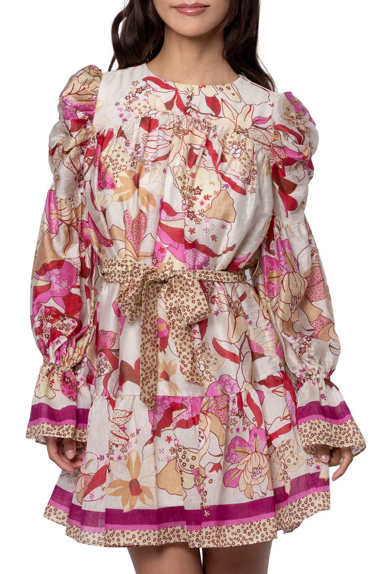 Adele Mixed Print Long Sleeve Dress, Alternate, color, PINK MULTI